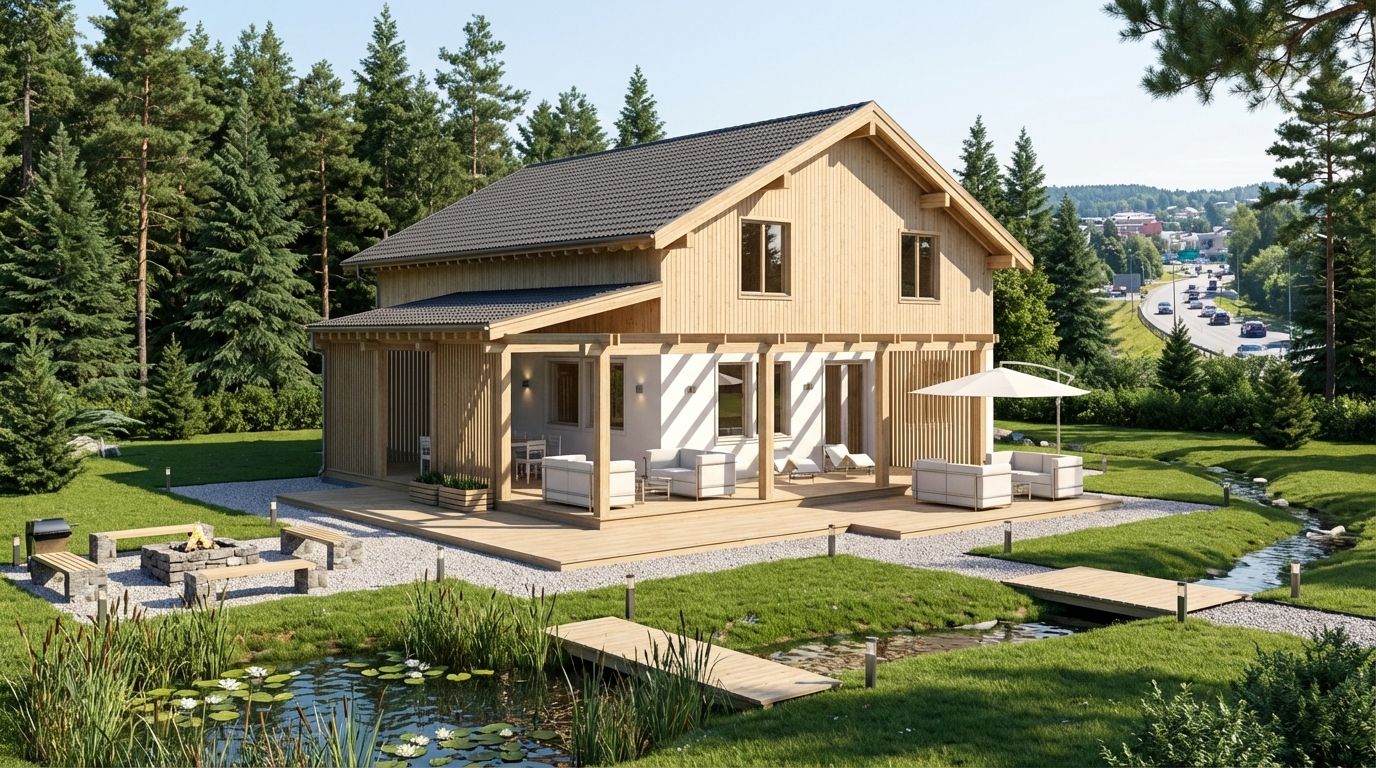 Современный каркасный экологичный дом prefab