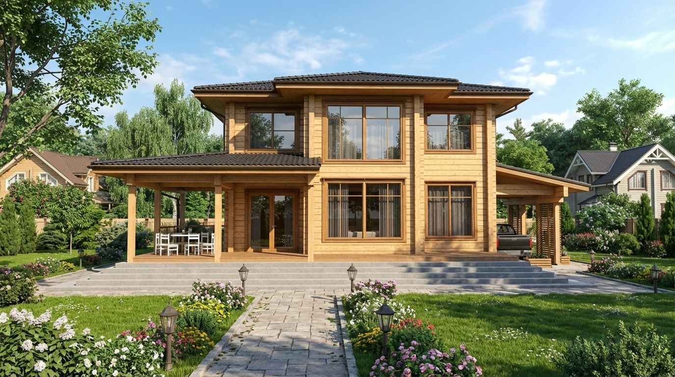 Проект дома из бруса в стиле Райта. Проекты домов из бруса
