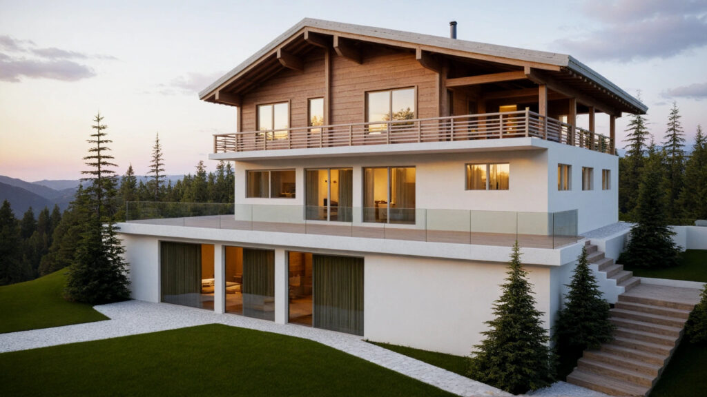 Проект комбинированного дома на склоне