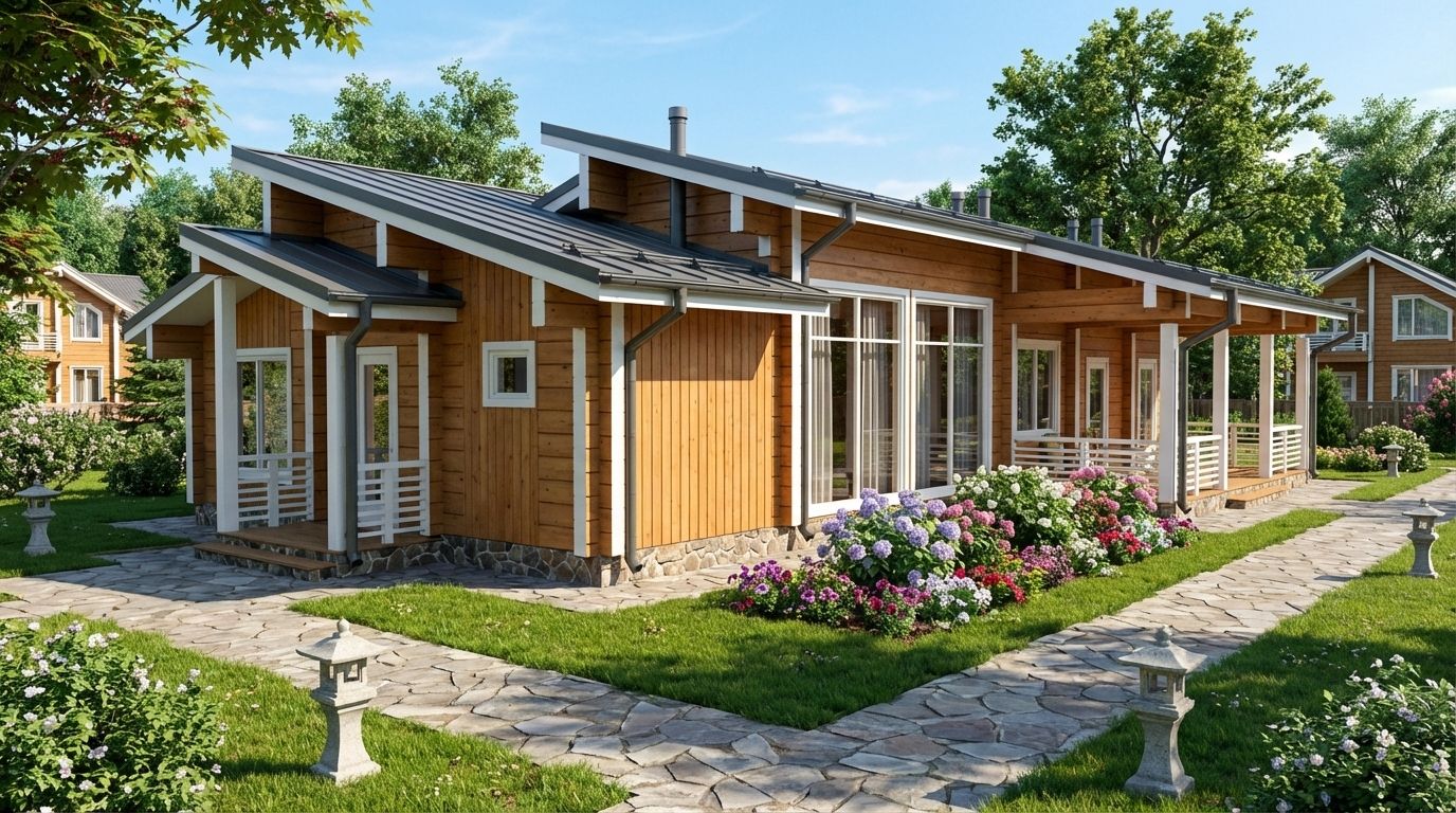 Современный проект деревянного дома из клееного бруса