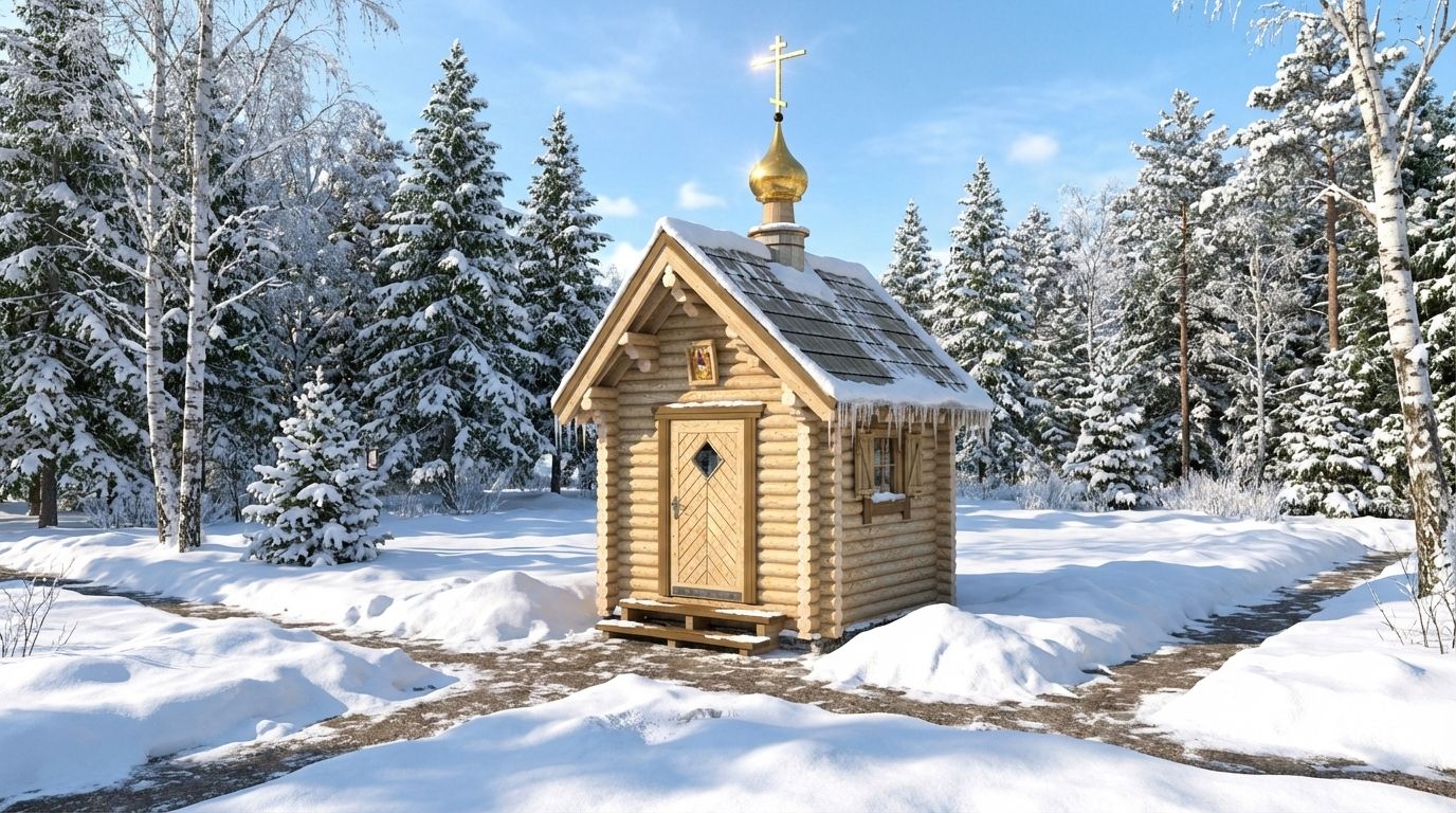 Проект часовни из дерева