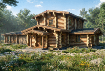 Проект дома и бани из рубленного бревна
