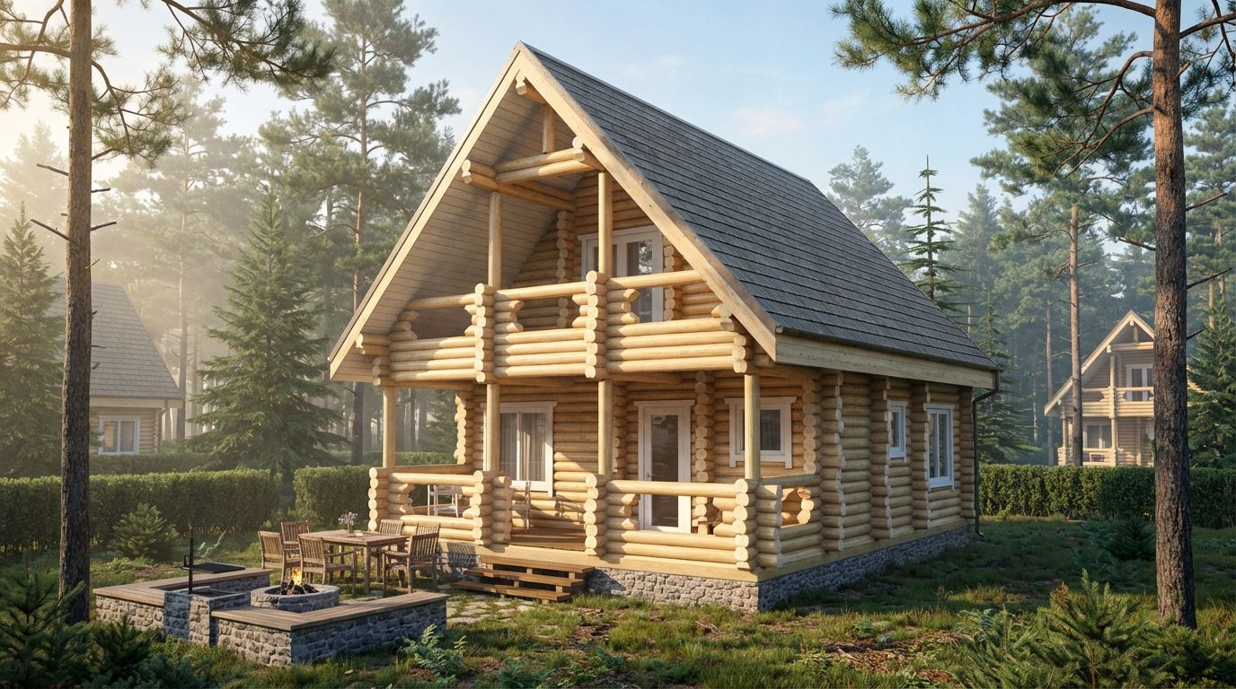 Небольшой дом из бревна